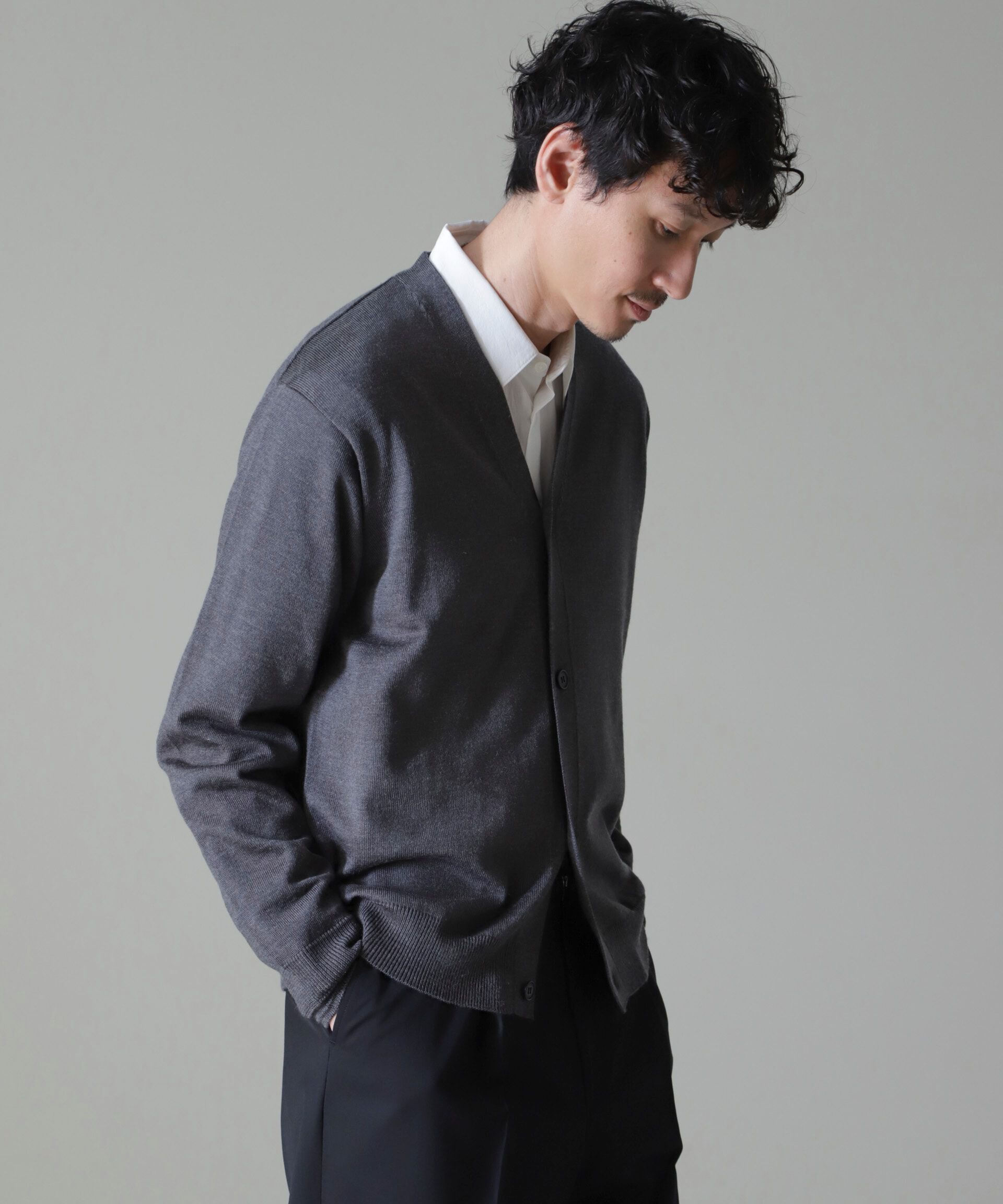 nano･universe「タスマニアミックスベーシックカーディガン」|ニット・セーター|