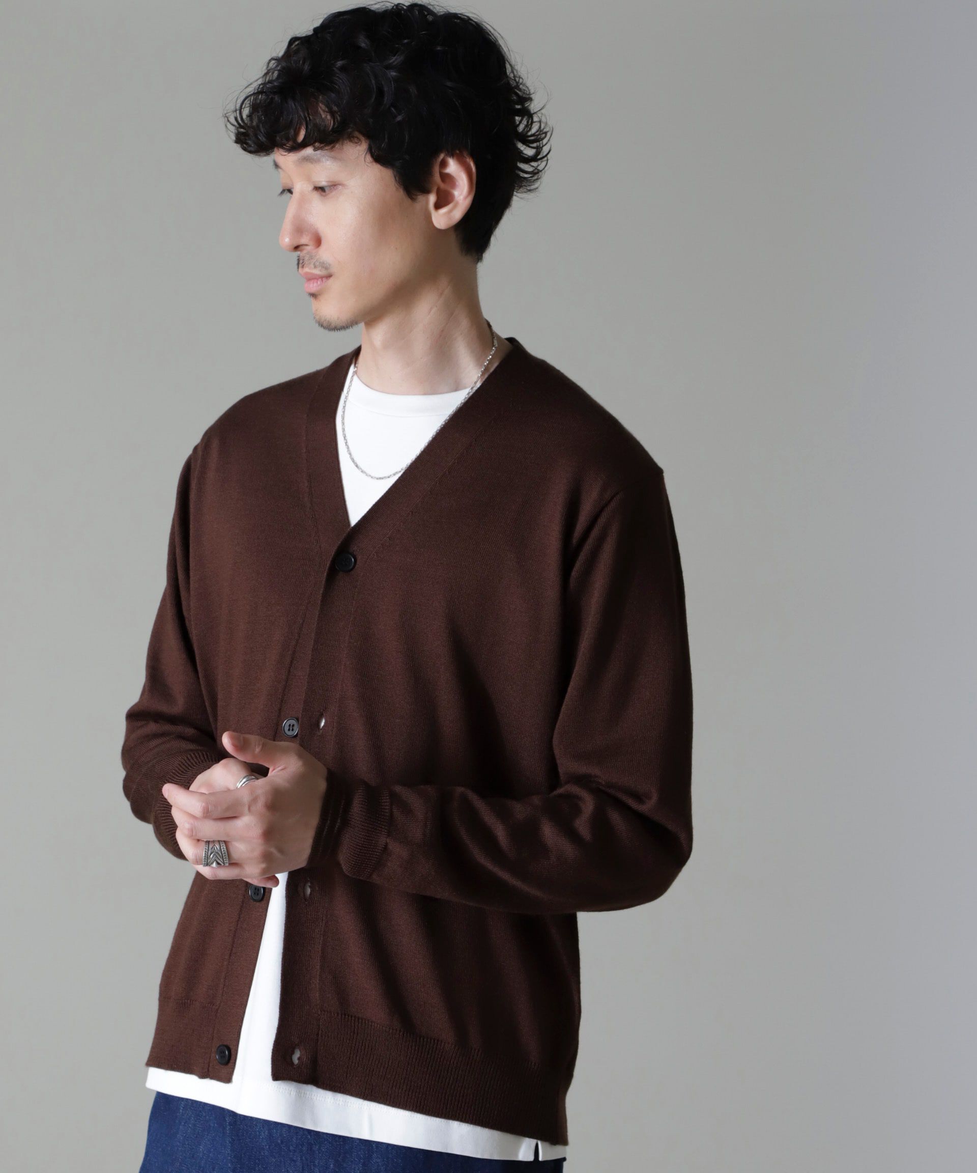 nano･universe「タスマニアミックスベーシックカーディガン」|ニット・セーター|