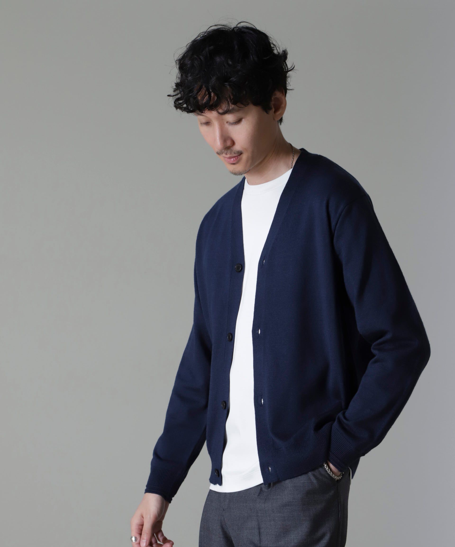 nano･universe「タスマニアミックスベーシックカーディガン」|ニット・セーター|