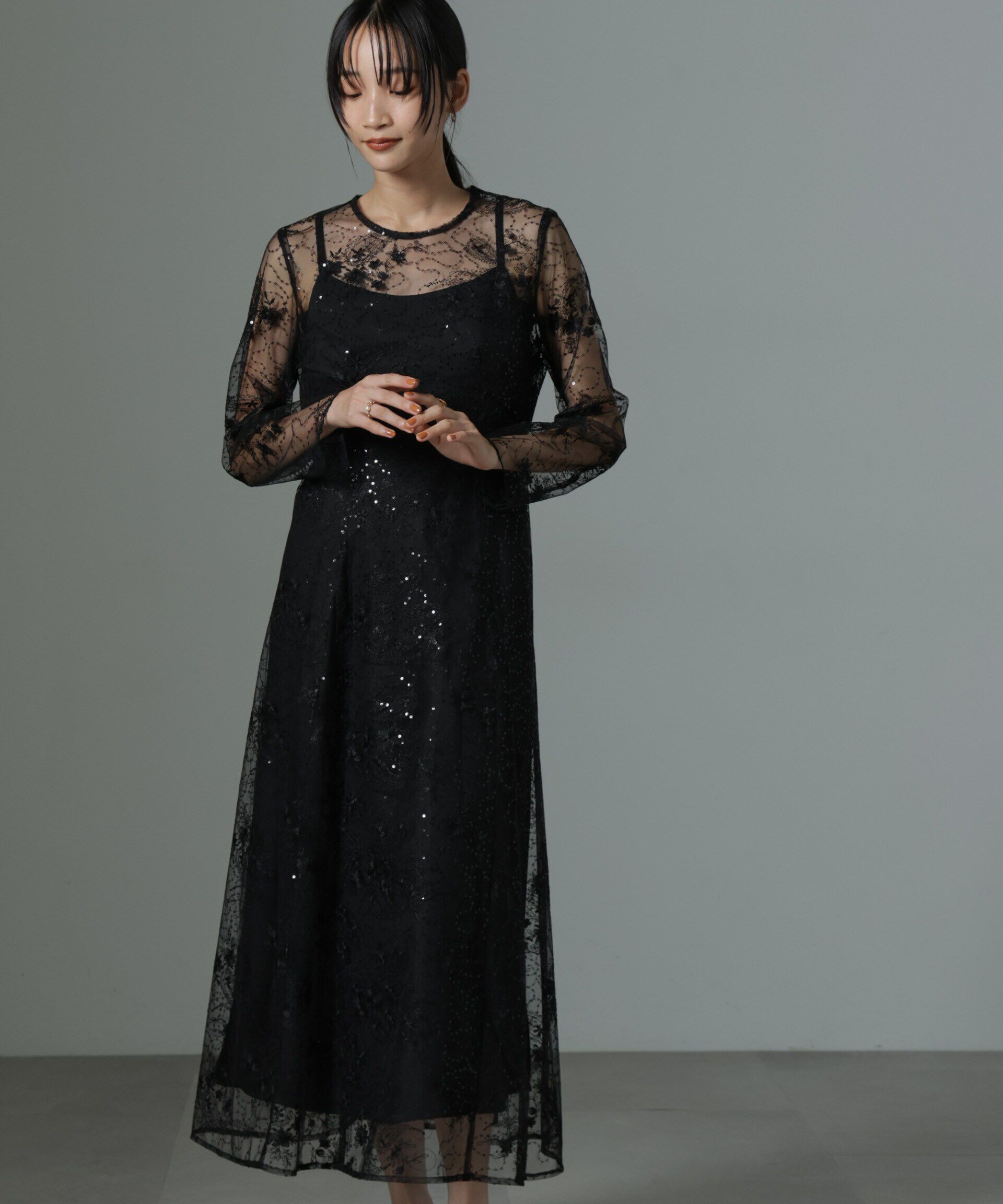 nano･universe「kaene/スパンコールエンブロイダリードレス」|ワンピース|