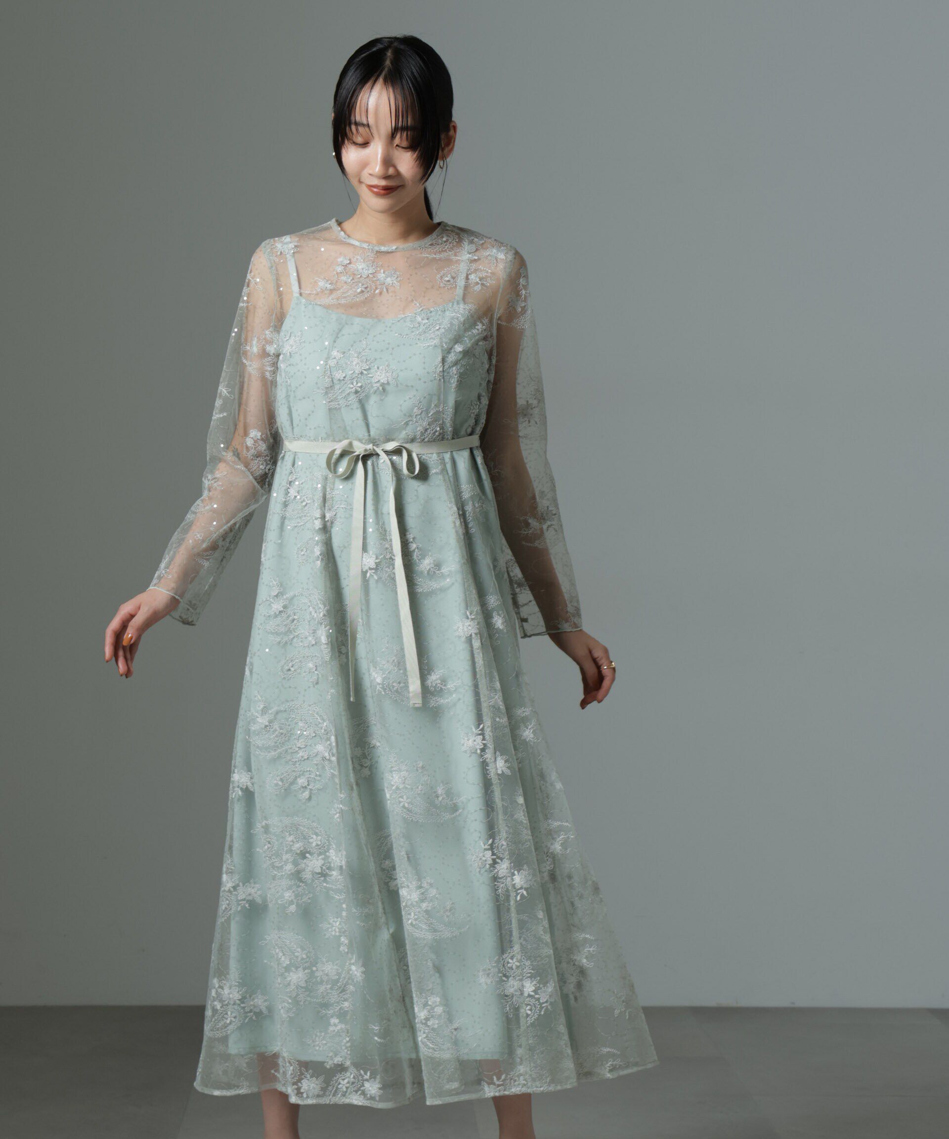 nano･universe「kaene/スパンコールエンブロイダリードレス」|ワンピース|