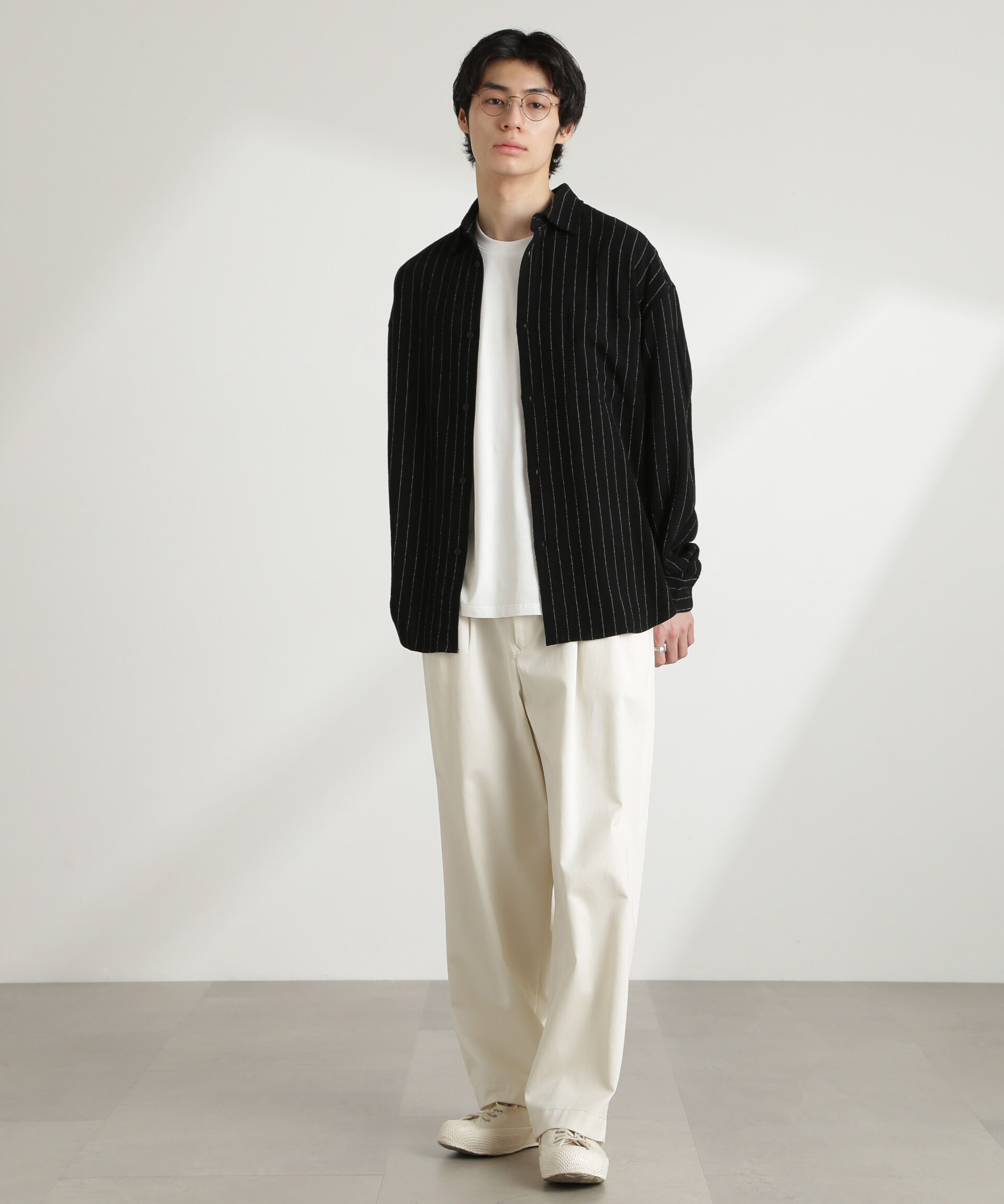 nano･universe「WEB限定/ピンストライプレギュラーカラーシャツ 長袖」|シャツ・ブラウス|