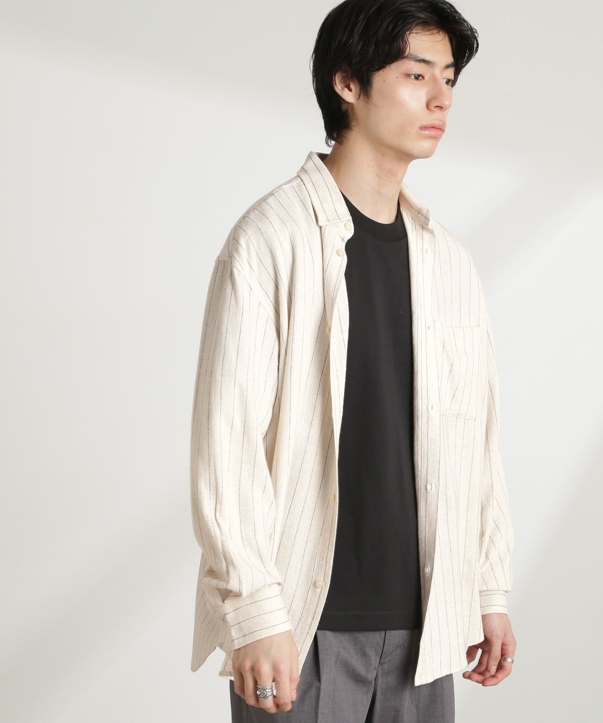 nano･universe「WEB限定/ピンストライプレギュラーカラーシャツ 長袖」|シャツ・ブラウス|