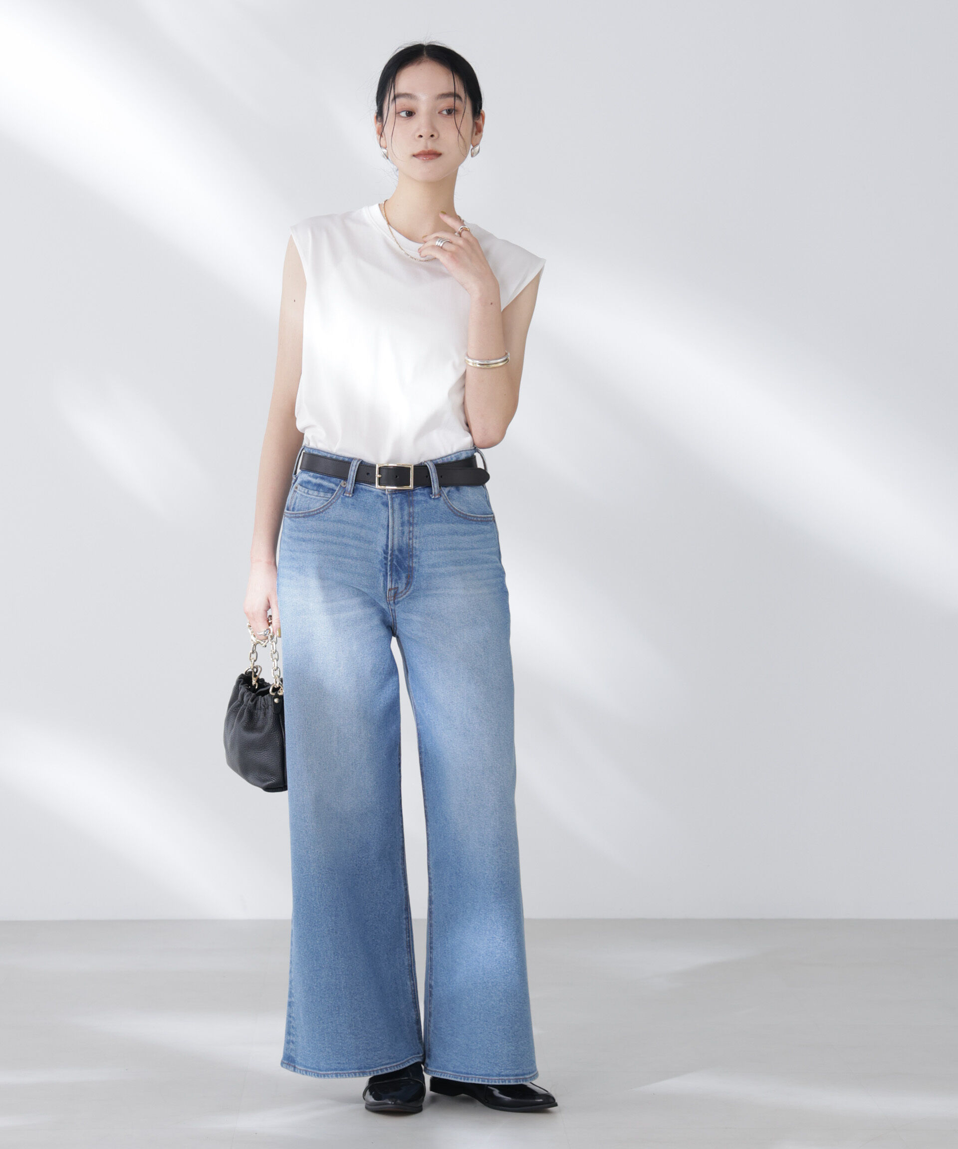 nano･universe「NANOFINE強撚コットンノースリーブトップス」|Tシャツ・カットソー|