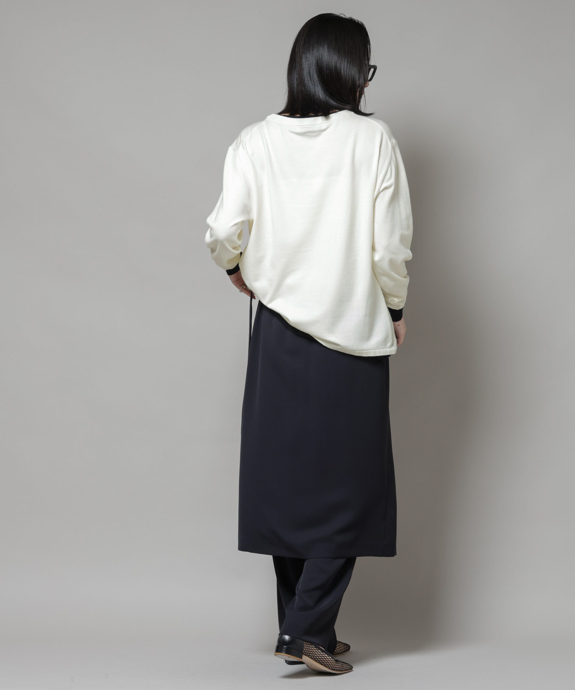 nano･universe「レイヤード風バイカラーヘンリーネックニット」|ニット・セーター|