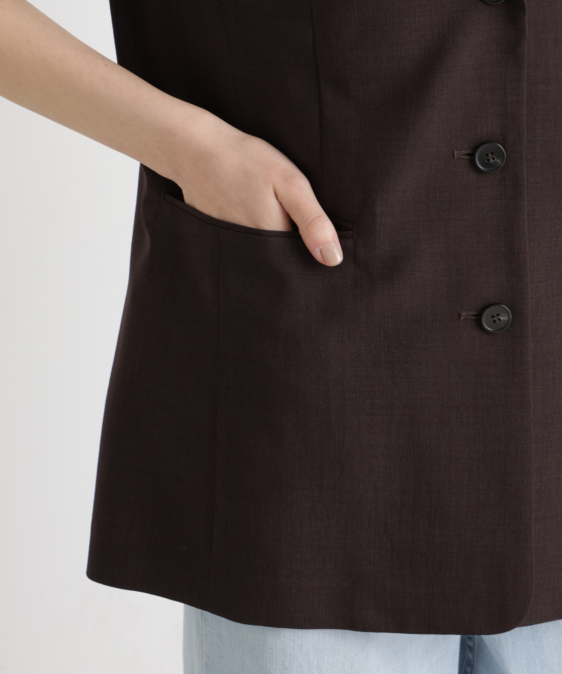 nano･universe「メランジドライ ハーフスリーブシングルジャケット(セットアップ可)」|テーラードジャケット|