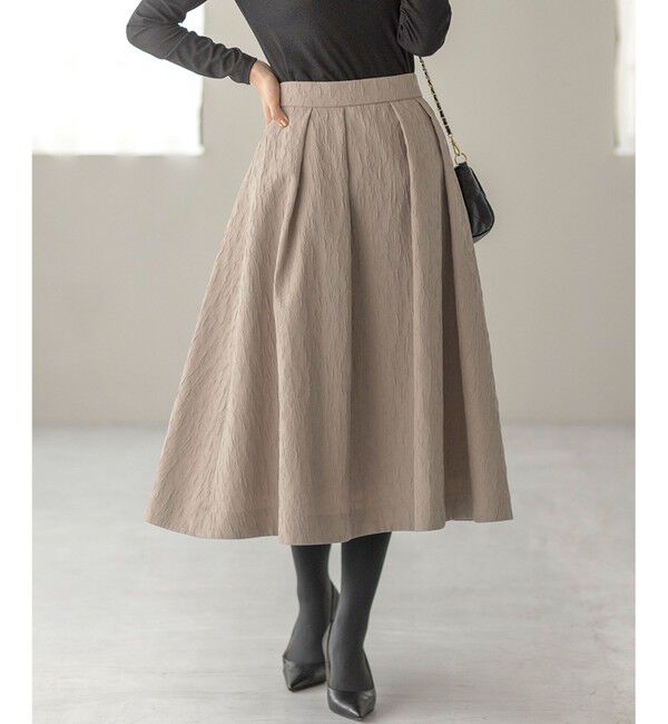 組曲「【WEB限定カラーあり】フラワーラメジャカード フレアスカート」|スカート|ベージュ系