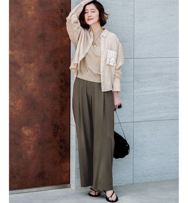 23区「LIBECOリネン ポケット刺繍 クロップドシャツ」|シャツ・ブラウス|