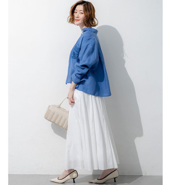 23区「LIBECOリネン ポケット刺繍 クロップドシャツ」|シャツ・ブラウス|