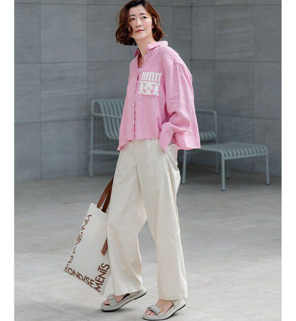 23区「LIBECOリネン ポケット刺繍 クロップドシャツ」|シャツ・ブラウス|