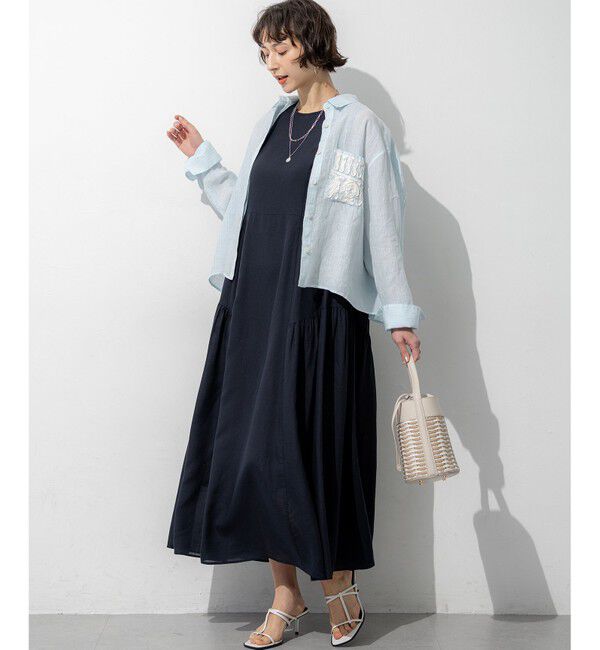 23区「LIBECOリネン ポケット刺繍 クロップドシャツ」|シャツ・ブラウス|