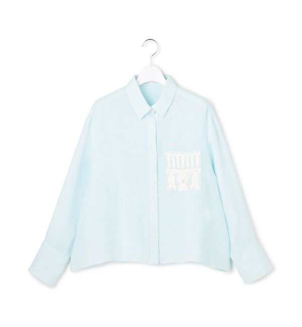 23区「LIBECOリネン ポケット刺繍 クロップドシャツ」|シャツ・ブラウス|