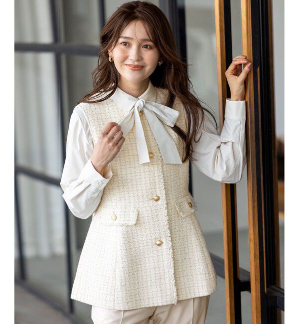 ANY SIS「ファンシーツイードペプラム ジレ」|その他|