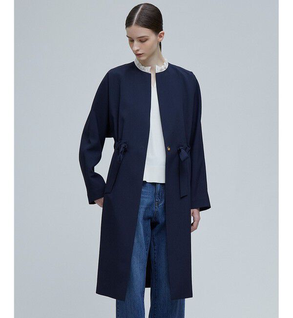 BEIGE,「MARIE / ノーカラーコート」|ノーカラーコート|Navy