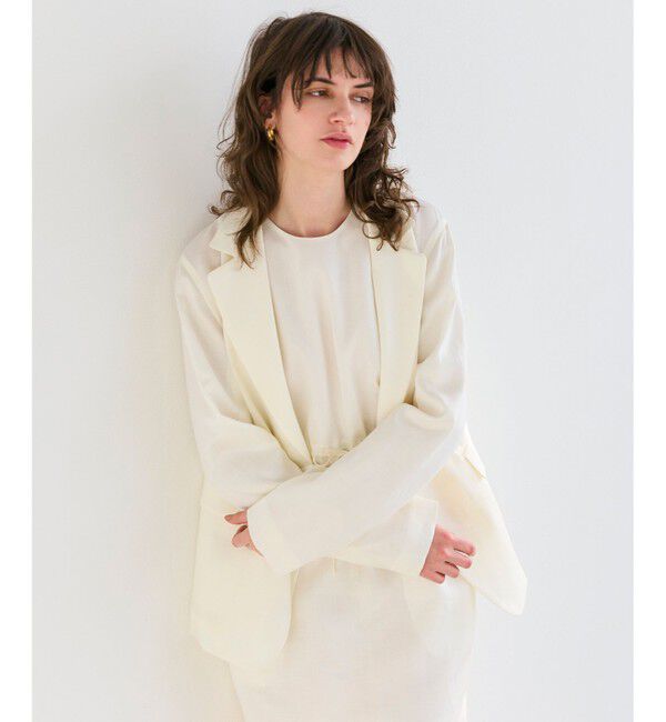 BEIGE,「【洗える】BERGAMOT / ウォッシャブルリネンバックドロストジャケット」|テーラードジャケット|Ecru