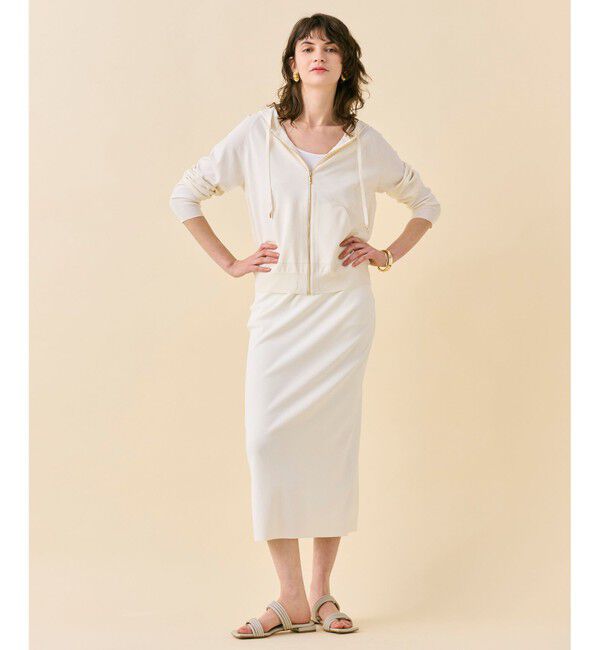 BEIGE,「MONSTERA / ストレッチ フーデットニット」|ニット・セーター|