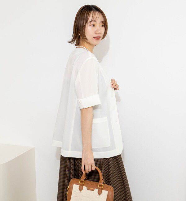 NOLLEY'S「ウォッシャブル高機能半袖ジャケット」|ノーカラージャケット|