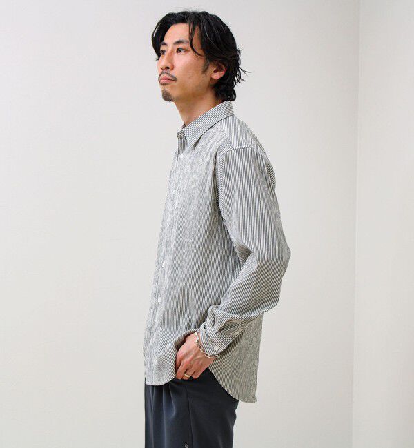 GLOSTER「【清涼感のある表情】ストライプレギュラーカラーシャツ」|シャツ・ブラウス|