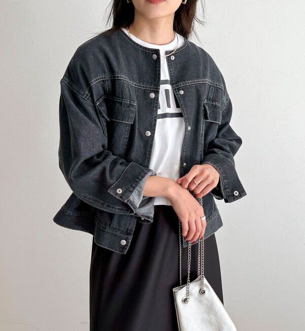 fredy emue「ニュアンスデニムノーカラージャケット」|ノーカラージャケット|