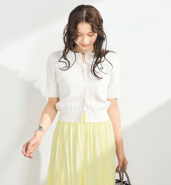 fredy emue「【毎年大人気！/完売必須】FR刺しゅうケーブル柄半袖カーディガン」|カーディガン|