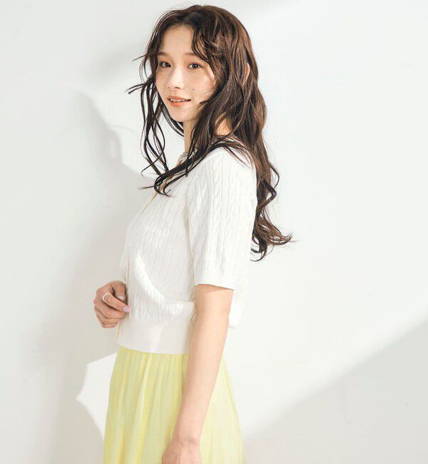 fredy emue「【毎年大人気！/完売必須】FR刺しゅうケーブル柄半袖カーディガン」|カーディガン|