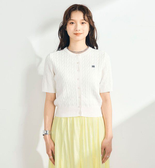 fredy emue「【毎年大人気！/完売必須】FR刺しゅうケーブル柄半袖カーディガン」|カーディガン|