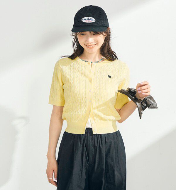 fredy emue「【毎年大人気！/完売必須】FR刺しゅうケーブル柄半袖カーディガン」|カーディガン|