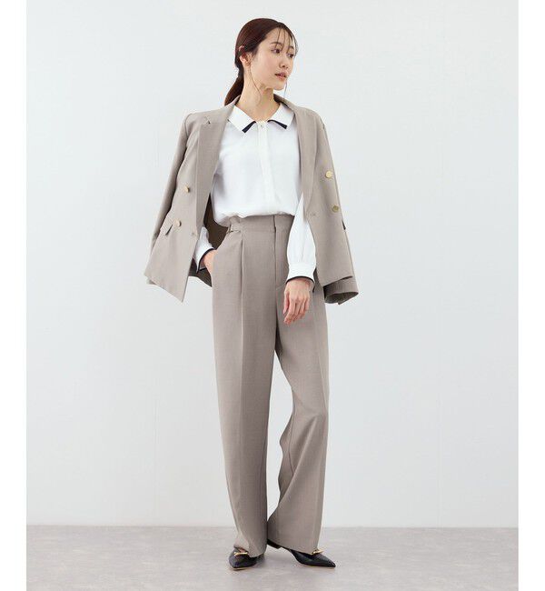 Rope&rsquo;Picnic「【WEB限定・丈長め】クリアツイルサイドベルトワイドパンツ/入卒式・セレモニー・セットアップ対応」|チノ|