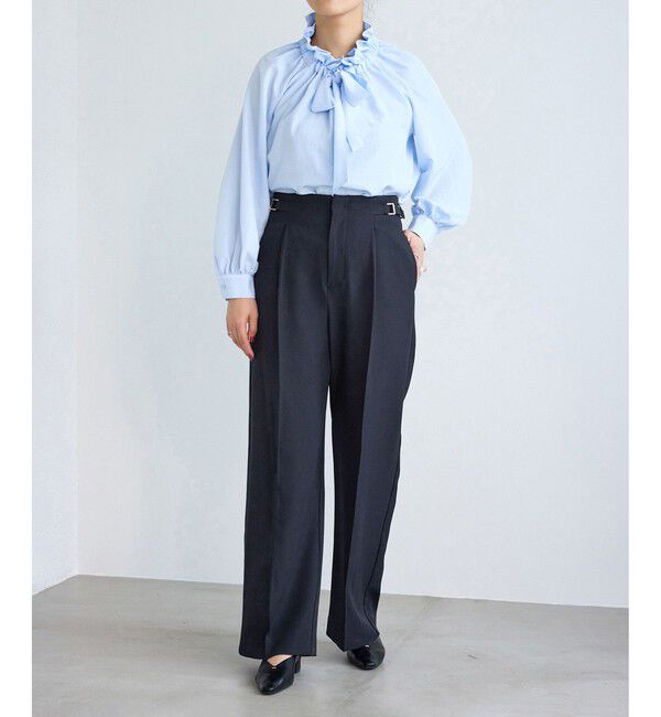 Rope&rsquo;Picnic「【WEB限定・丈長め】クリアツイルサイドベルトワイドパンツ/入卒式・セレモニー・セットアップ対応」|チノ|