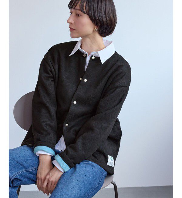 Rope&rsquo;Picnic「【DISCUS ATHLETIC/ディスカスアスレチック】裏シャギーボンディングノーカラージャケット」|カーディガン|ブラック(01)