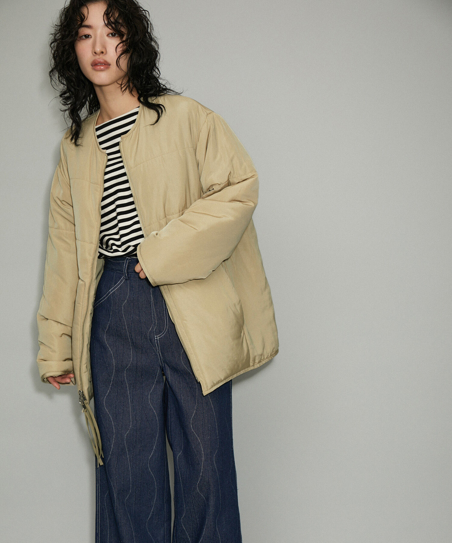 ADAM ET ROPE'「【WEB限定】リバーシブルツイードブルゾン」|ブルゾン・スタジャン|ベージュ(27)