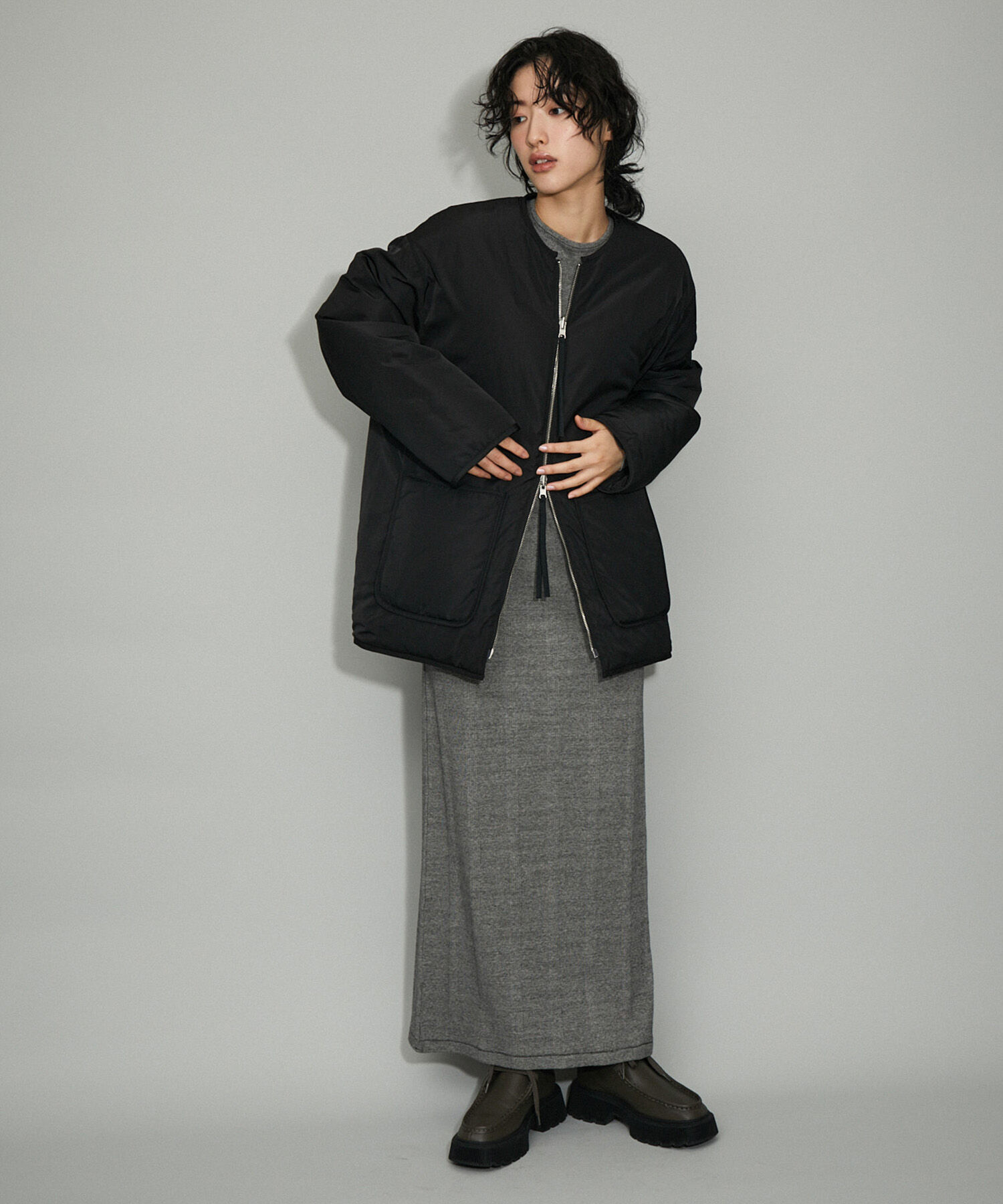 ADAM ET ROPE'「【WEB限定】リバーシブルツイードブルゾン」|ブルゾン・スタジャン|