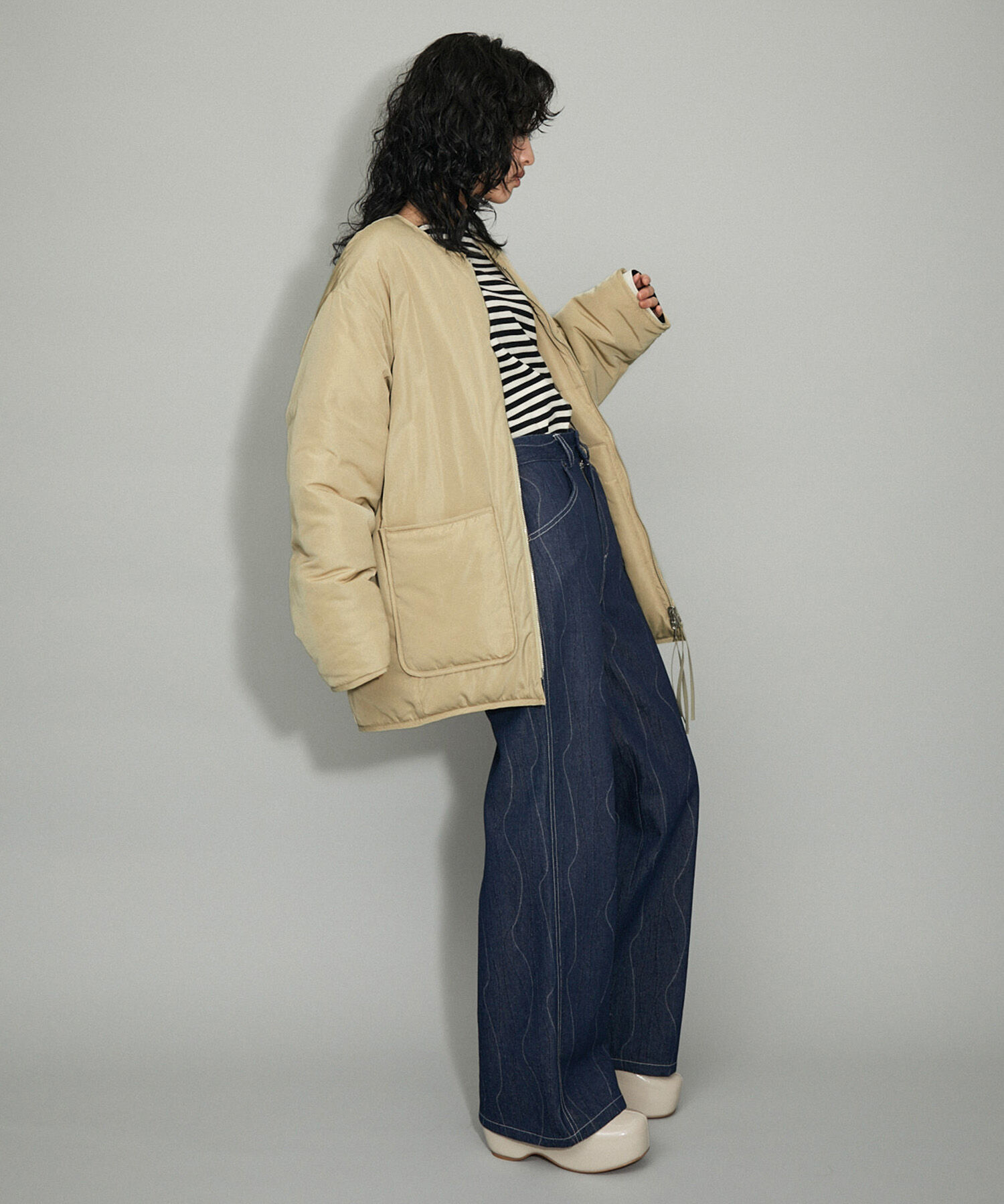 ADAM ET ROPE'「【WEB限定】リバーシブルツイードブルゾン」|ブルゾン・スタジャン|