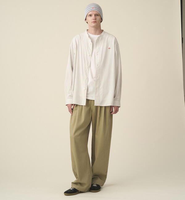 DANTON「DANTON | コットンポプリン 長袖バンドカラーシャツ STRIPE MEN」|シャツ・ブラウス|