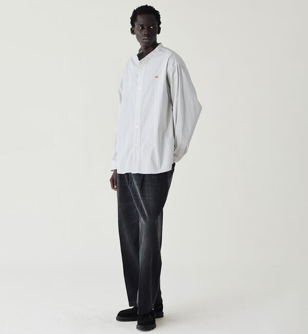 DANTON「DANTON | コットンポプリン 長袖バンドカラーシャツ STRIPE MEN」|シャツ・ブラウス|