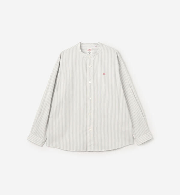 DANTON「DANTON | コットンポプリン 長袖バンドカラーシャツ STRIPE MEN」|シャツ・ブラウス|