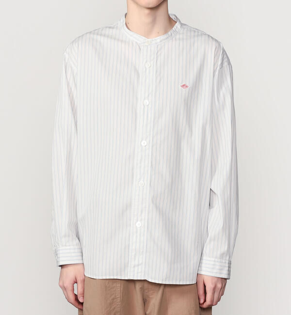 DANTON「DANTON | コットンポプリン 長袖バンドカラーシャツ STRIPE MEN」|シャツ・ブラウス|
