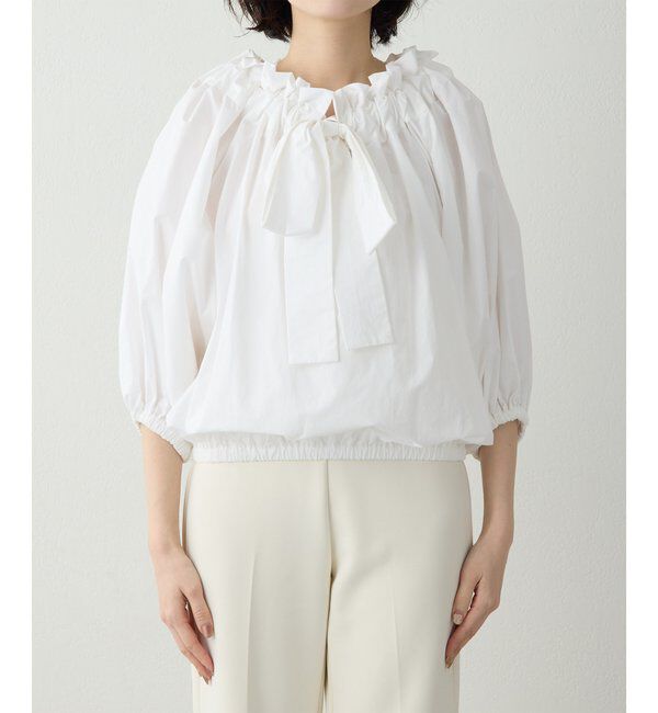  「コットンタイプライターギャザーブラウス」|シャツ・ブラウス|