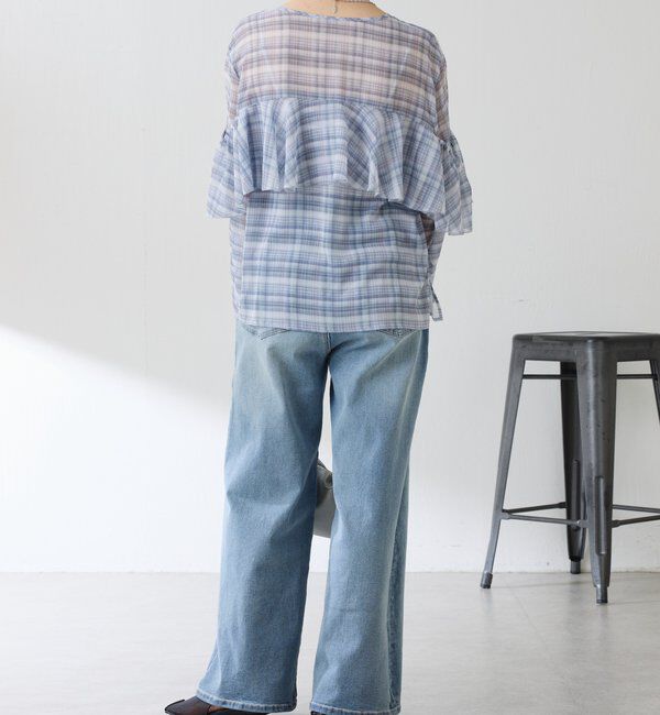  「チェックシフォンラッフルブラウス」|シャツ・ブラウス|