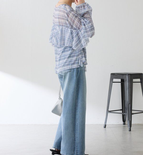  「チェックシフォンラッフルブラウス」|シャツ・ブラウス|
