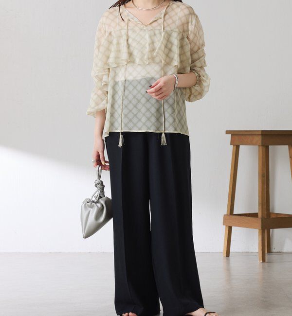  「チェックシフォンラッフルブラウス」|シャツ・ブラウス|