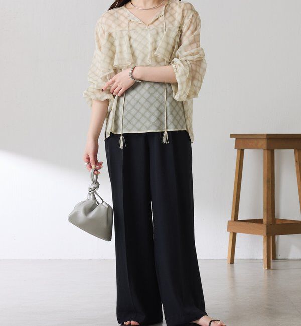  「チェックシフォンラッフルブラウス」|シャツ・ブラウス|