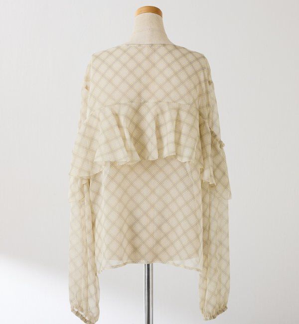  「チェックシフォンラッフルブラウス」|シャツ・ブラウス|