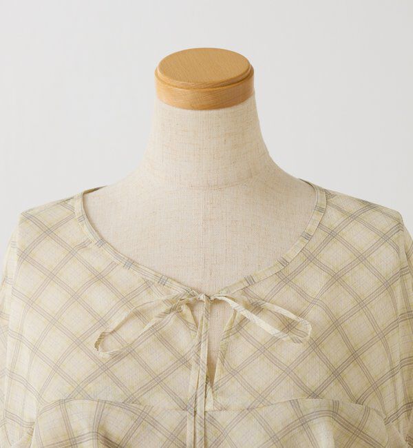  「チェックシフォンラッフルブラウス」|シャツ・ブラウス|