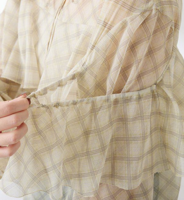  「チェックシフォンラッフルブラウス」|シャツ・ブラウス|