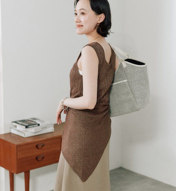  「予約【アレンジ自在】ストール付ラメリブタンクトップ」|ニット・セーター|