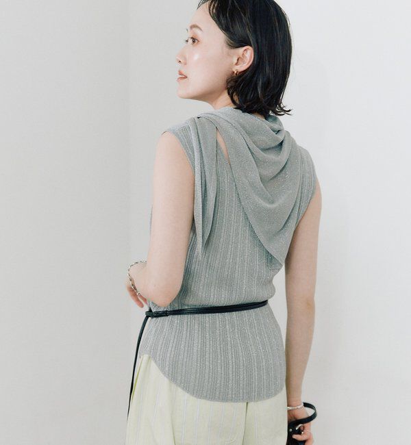  「予約【アレンジ自在】ストール付ラメリブタンクトップ」|ニット・セーター|