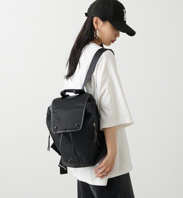  「ナイロンラフィア&times;クラウズナイロンコンビリュックサック」|リュック|