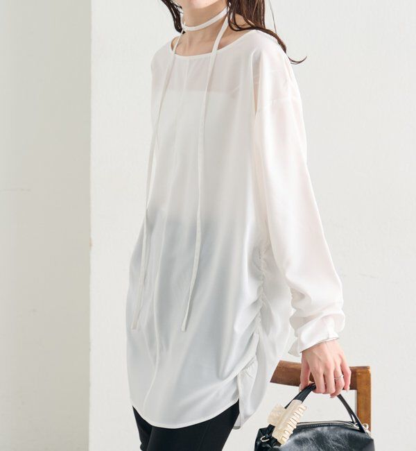  「サイドギャザーＴブラウス」|シャツ・ブラウス|