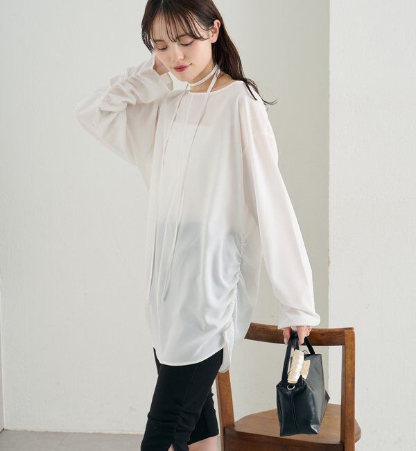  「サイドギャザーＴブラウス」|シャツ・ブラウス|